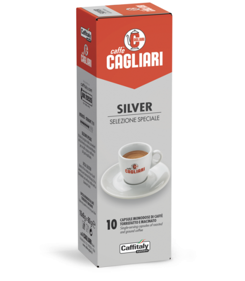 10 Capsule Cagliari SILVER Sistema Caffitaly System
